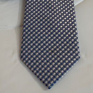Elegant Blue and Silver Checkered Tie